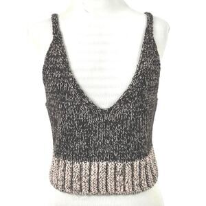 Free People Knit Crop Tank Top Marled Boho Festival Bralette Brown M